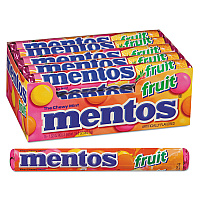 Mentos Chewy Mints, 1.32 oz, Mixed Fruit, 15 Rolls/Box (MEN4181)