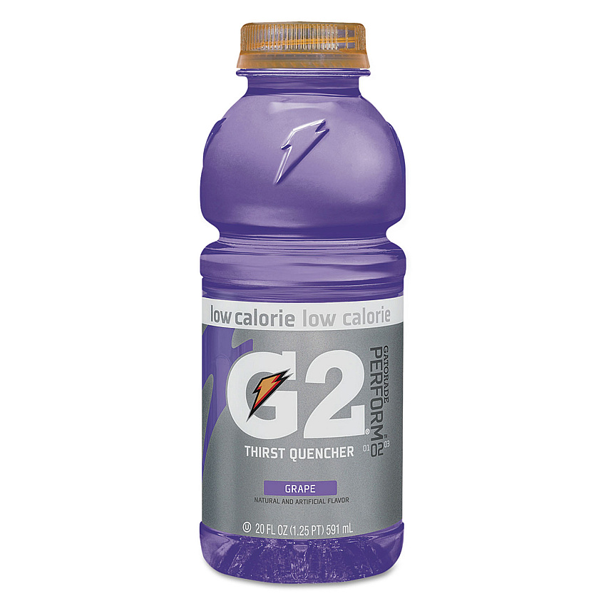 Gatorade G2 Perform 02 Low-Calorie Thirst Quencher, Grape, 20 oz Bottle, 24/Carton (QKR04060)