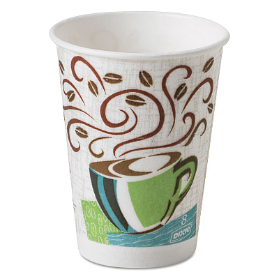 Dixie PerfecTouch Hot/Cold Cups, 8 oz, Paper, Coffee Haze Design, 160/Pack (5338S160CH)