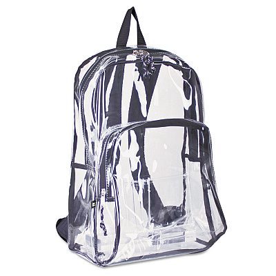 Eastsport Backpack, PVC, 12.5 x 5.5 x 17.5, Clear/Black (EST193971BJBLK)
