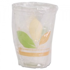 Dart Bare Wrapped Rpet Cold Cups, 9oz, Clear With Leaf Design, 500/carton (RTP9DBAREW)