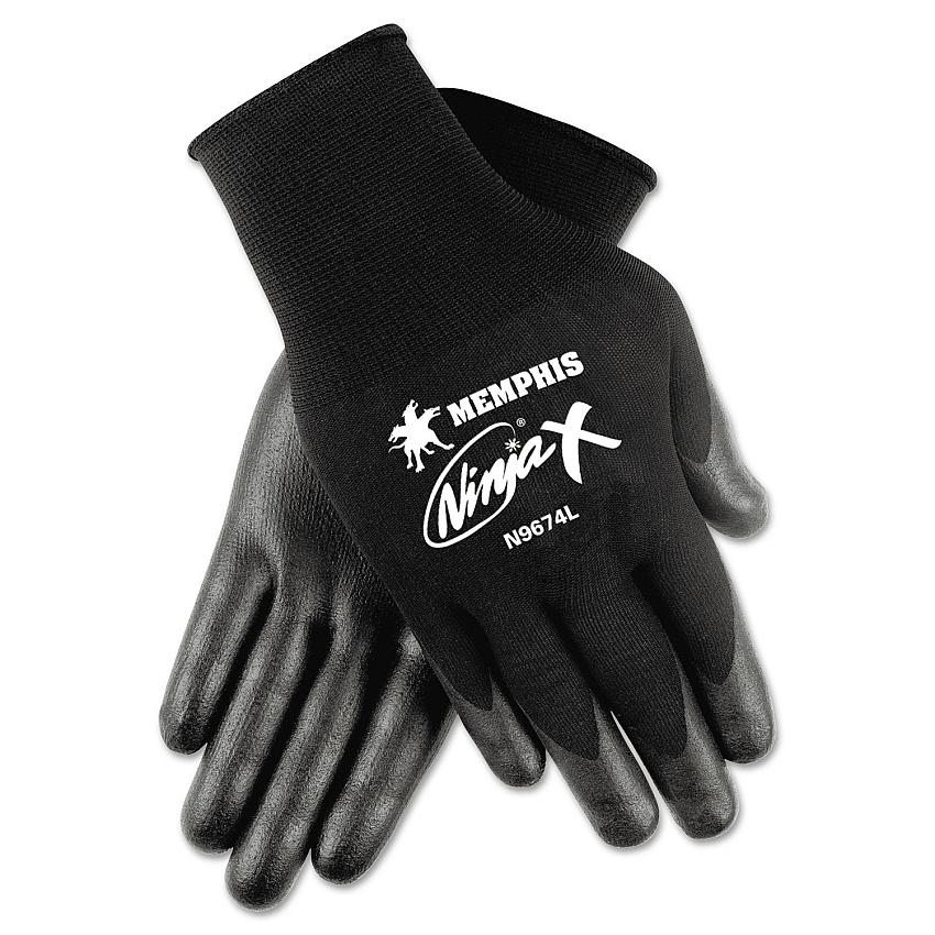 MCR Safety Ninja x Bi-Polymer Coated Gloves, Small, Black, Pair (CRWN9674S)