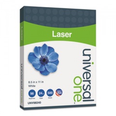 Universal Deluxe Laser Paper, 98 Bright, 24 lb Bond Weight, 8.5 x 11, White, 500/Ream (98240)
