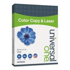 Universal Deluxe Color Copy and Laser Paper, 98 Bright, 28 lb Bond Weight, 8.5 x 11, White, 500/Ream (96242)