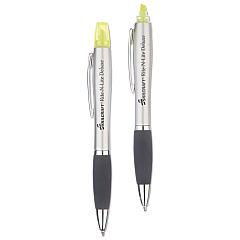 AbilityOne 7520016205405, SKILCRAFT Rite-N-Lite Deluxe, Fluorescent Yellow/Black Ink, Chisel/Conical Tips, Silver/Black Barrel, 2/Pack