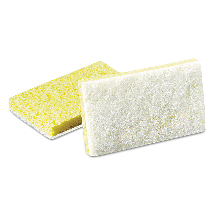 Scotch-Brite PROFESSIONAL Light-Duty Scrubbing Sponge, #63, 3.6 x 6.1, 0.7" Thick, Yellow/White, 20/Carton (MMM08251)