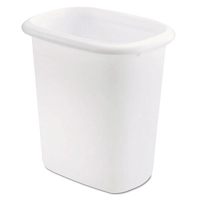 Rubbermaid Open-Top Wastebasket, 6 qt, Plastic, White, 6/Carton (RCP2953WHICT)
