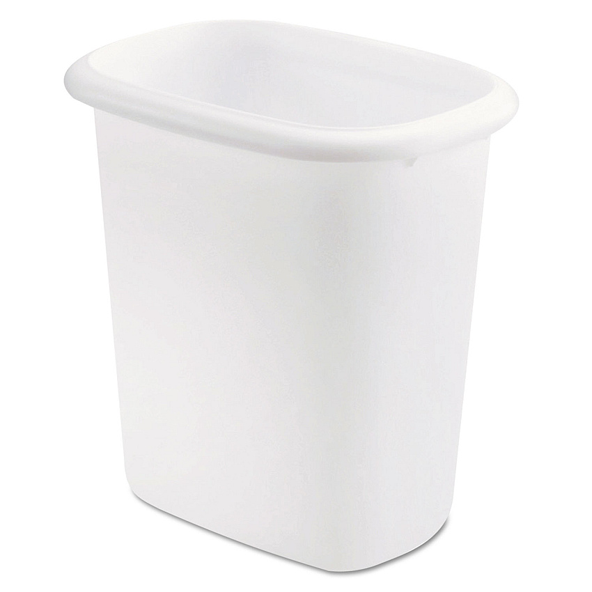 Rubbermaid Open-Top Wastebasket, 6 qt, Plastic, White, 6/Carton (RCP2953WHICT)