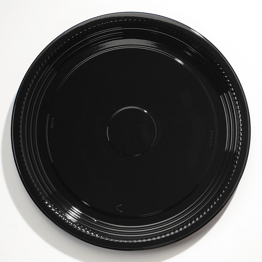 WNA Caterline Casuals Thermoformed Platters, 18" Diameter, Black, Plastic, 25/Carton (WNAA518PBL)
