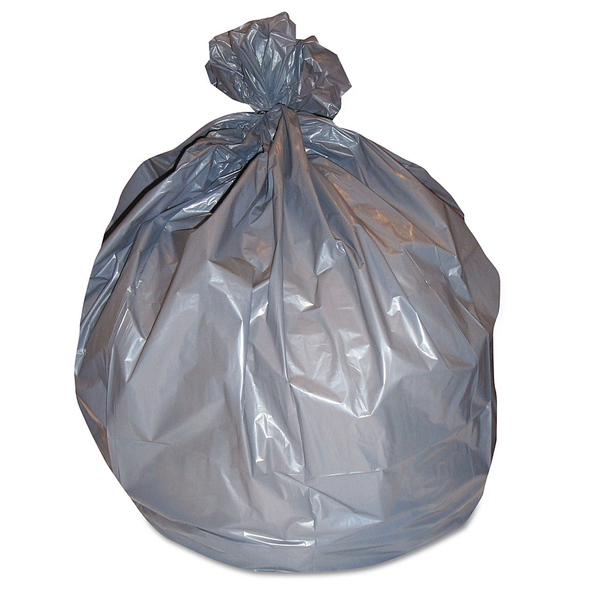 RePrime Right Sack Can Liners, 56 gal, 40.64 mic, 44" x 55", Gray, 100/Carton (HERH56G)