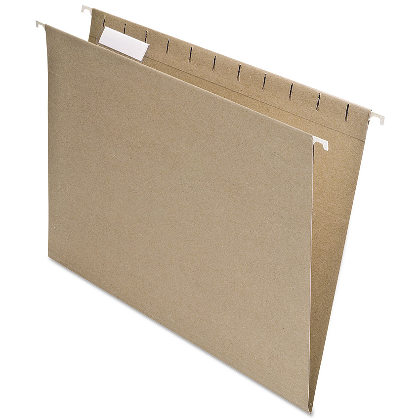 Earthwise by Pendaflex 100% Recycled Colored Hanging File Folders, Letter Size, 1/5-Cut Tabs, Natural, 25/Box (PFX74542)