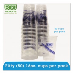 Eco-Products BlueStripe 25% Recycled Content Cold Cups Convenience Pack, 16 oz, Clear/Blue, 50/Pack (EPCR16PK)