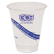 Eco-Products BlueStripe 25% Recycled Content Cold Cups, 12 oz, Clear/Blue, 50/Pack, 20 Packs/Carton (ECOEPCR12)