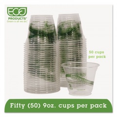 Eco-Products GreenStripe Renewable and Compostable Cold Cups Convenience Pack, 9 oz, Clear, 50/Pack (EPCC9SGSPK)