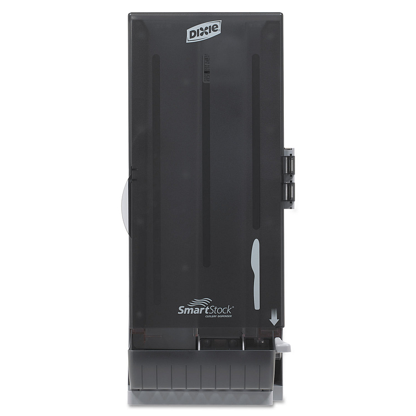 Dixie SmartStock Utensil Dispenser, Holds 120 Knives, 10 x 8.75 x 24.75, Translucent Black (DXESSKD120)