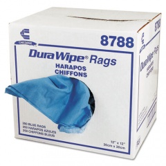 Chix DuraWipe General Purpose Towels, 1-Ply, 12 x 12, Unscented, Blue, 250/Carton (8788)