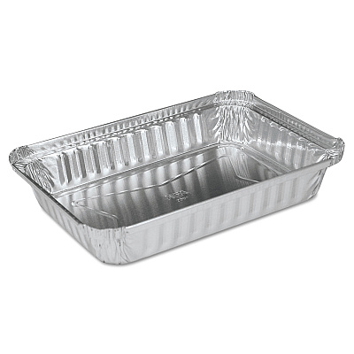 HFA Aluminum Oblong Pan, Shallow, 1.5-lb Capacity, 6 x 8.59 x 1.25, Silver, 500/Carton (HFA206130)