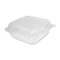 Dart ClearSeal Hinged-Lid Plastic Containers, 9.3 x 8.8 x 3, Clear, Plastic, 100/Bag, 2 Bags/Carton (DCCC95PST1)