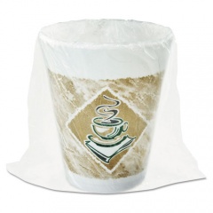 Dart Cafe G Foam Hot/Cold Cups, 8 oz, Brown/Green/White, Individually Wrapped, 45/Sleeve, 20 Sleeves/Carton (8X8GWRAP)