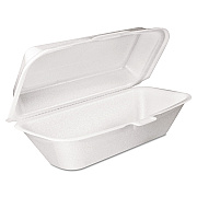Dart Foam Hinged Lid Container, Hoagie Container with Removable Lid, 5.3 x 9.8 x 3.3, White, 125/Bag, 4 Bags/Carton (DCC99HT1R)