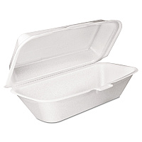 Dart Foam Hinged Lid Container, Hoagie Container with Removable Lid, 5.3 x 9.8 x 3.3, White, 125/Bag, 4 Bags/Carton (DCC99HT1R)