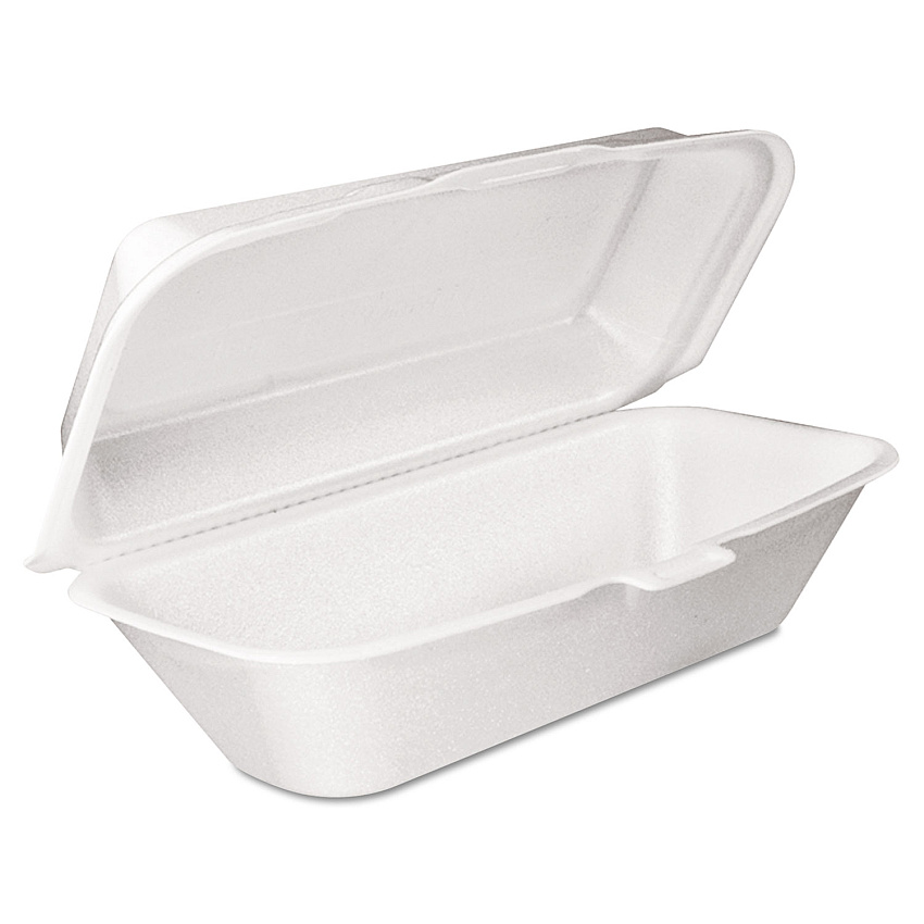 Dart Foam Hinged Lid Container, Hoagie Container with Removable Lid, 5.3 x 9.8 x 3.3, White, 125/Bag, 4 Bags/Carton (DCC99HT1R)