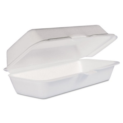 Dart Foam Hinged Lid Container, Hot Dog Container, 3.8 x 7.1 x 2.3, White,125/Bag, 4 Bags/Carton (72HT1)