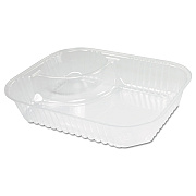 Dart ClearPac Large Nacho Tray, 2-Compartments, 3.3 oz, 6.2 x 6.2 x 1.6, Clear, Plastic, 500/Carton (DCCC68NT2)