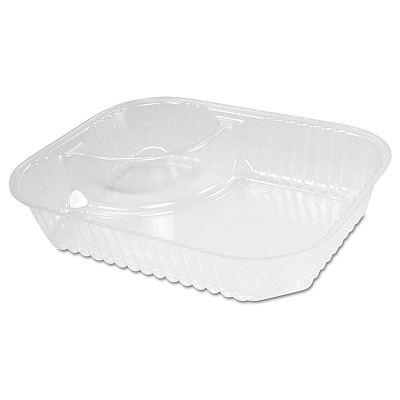 Dart ClearPac Large Nacho Tray, 2-Compartments, 3.3 oz, 6.2 x 6.2 x 1.6, Clear, Plastic, 500/Carton (DCCC68NT2)
