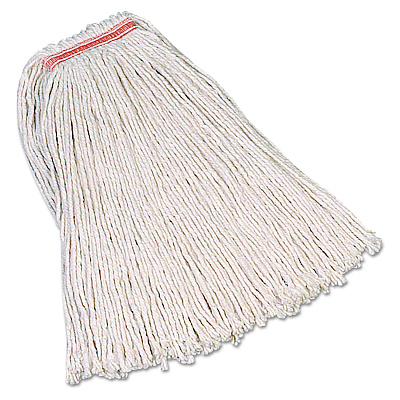 Rubbermaid Commercial Premium Cut-End Cotton Mop, White, 20 Oz, 1-In. Orange Headband (RCPF11712)
