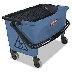 Rubbermaid Commercial Microfiber Finish Bucket, with Lid, 3 gal, Blue (RCPQ930)