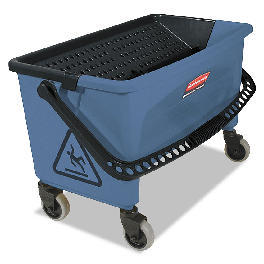 Rubbermaid Commercial Microfiber Finish Bucket, with Lid, 3 gal, Blue (RCPQ930)