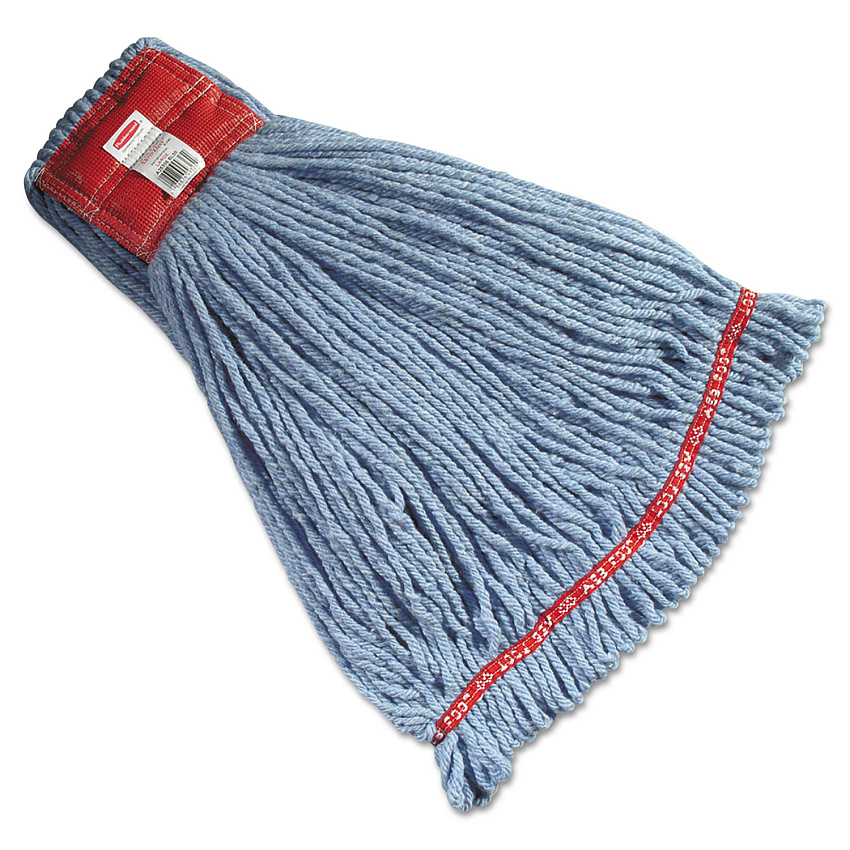 Rubbermaid Commercial Web Foot Wet Mop Heads, Shrinkless, Cotton/Synthetic, Blue, Large (RCPA253BLU)