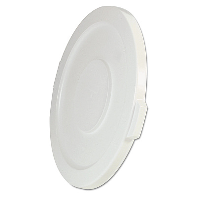 Rubbermaid Commercial BRUTE Self-Draining Flat Top Lids for 32 gal Round BRUTE Containers, 22.25" Diameter, White (RCP2631WHI)