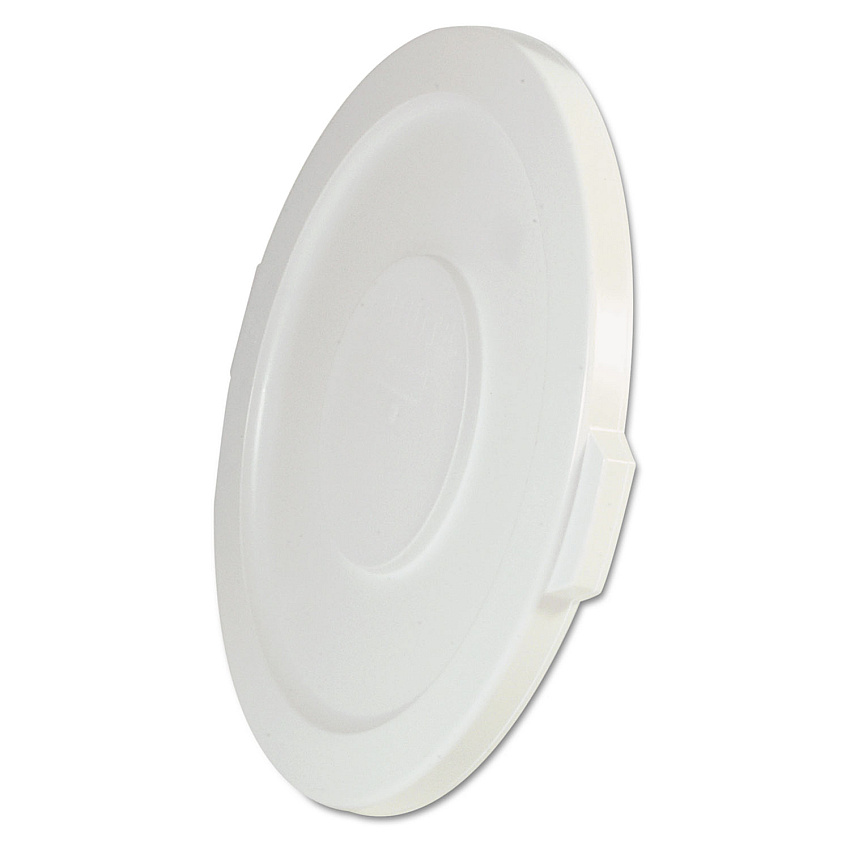 Rubbermaid Commercial BRUTE Self-Draining Flat Top Lids for 32 gal Round BRUTE Containers, 22.25" Diameter, White (RCP2631WHI)