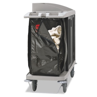Rubbermaid Commercial Zippered Vinyl Cleaning Cart Bag, 25 gal, 17" x 33", Brown (1966885)