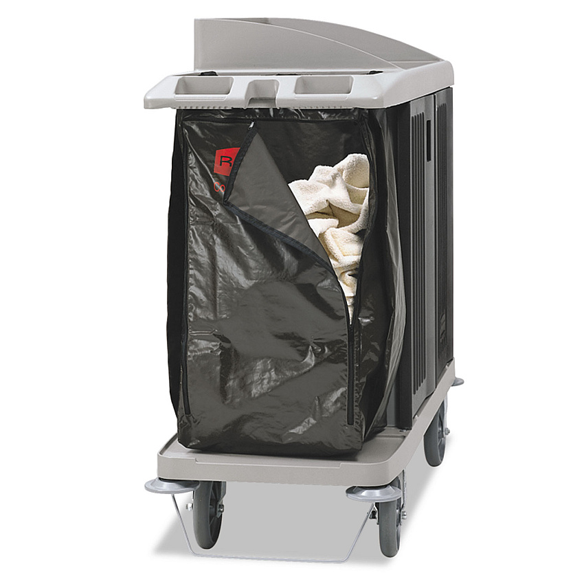 Zippered Vinyl Cleaning Cart Bag for Rubbermaid Commercial 6189, 6190, 6191, 6192, 9T19, 25 gal, 17" x 10.5" x 33", Brown (RCP1966885)