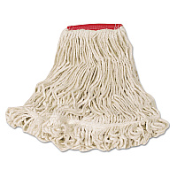 Rubbermaid Commercial Super Stitch Looped-End Wet Mop Head, Cotton/Synthetic, Large Size, Red/White (RCPD253WHI)