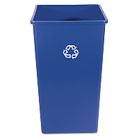 Rubbermaid Commercial Square Recycling Container, 50 gal, Plastic, Blue (RCP395973BLU)