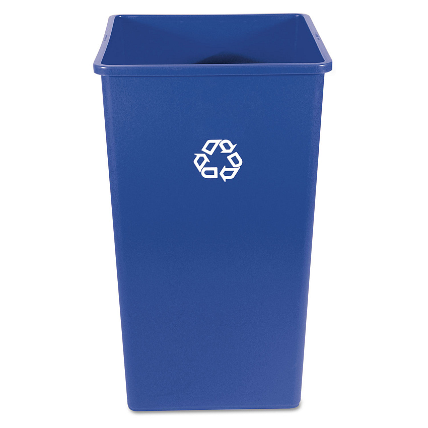 Rubbermaid Commercial Square Recycling Container, 50 gal, Plastic, Blue (RCP395973BLU)
