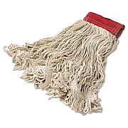 Rubbermaid Commercial Super Stitch Cotton Looped End Wet Mop Head, Large, 5" Red Headband (RCPD153)
