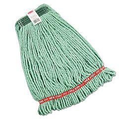 Rubbermaid Commercial Web Foot Wet Mop Heads, Shrinkless, Cotton/Synthetic, Green, Medium (RCPA212GRE)