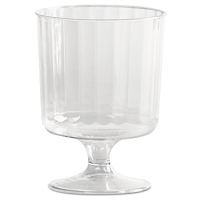 WNA Classic Crystal Plastic Wine Glasses on Pedestals, 5 oz, Clear, Fluted, 10/Pack, 24 Packs/Carton (WNACCW5240)