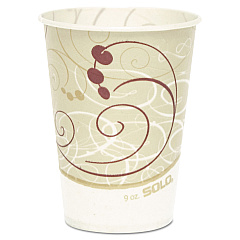 Solo Symphony Design Wax-Coated Paper Cold Cups, ProPlanet Seal,  9 oz, Beige/White, 100/Sleeve, 20 Sleeves/Carton (SCCR9NSYM)