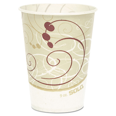 Solo Symphony Design Wax-Coated Paper Cold Cups, ProPlanet Seal,  9 oz, Beige/White, 100/Sleeve, 20 Sleeves/Carton (SCCR9NSYM)