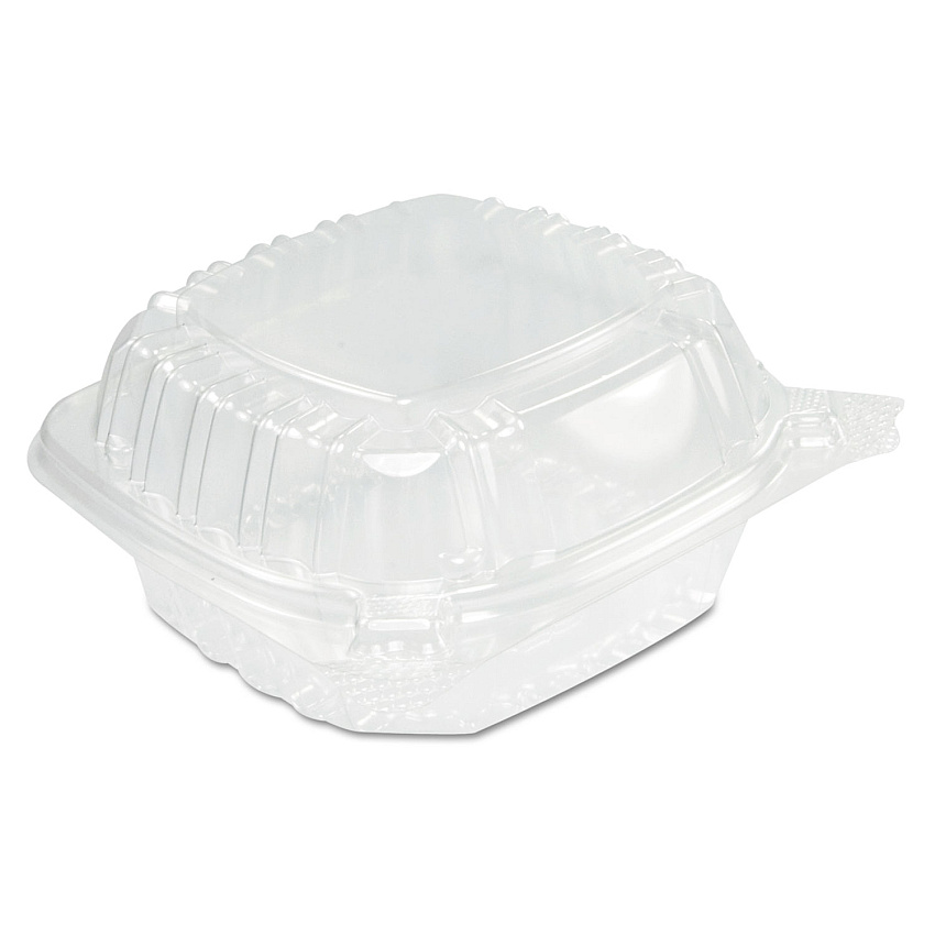 Dart ClearSeal Hinged-Lid Plastic Containers, Sandwich Container, 13.8 oz, 5.4 x 5.3 x 2.6, Clear, Plastic, 500/Carton (DCCC53PST1)