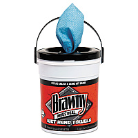 Brawny Professional Wet Hand Towels, 1-Ply, 8.6 x 12.2, Fresh Scent, Blue, 84/Pail, 6/Carton (GPC21501)