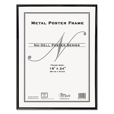 NuDell Metal Poster Frame, Plastic Face, 18 x 24, Black (NUD31222)