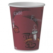 Solo Paper Hot Drink Cups in Bistro Design, 12 oz, Maroon, 50/Pack (412SINPK)