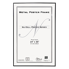 NuDell Metal Poster Frame, Plastic Face, 24 x 36, Black (NUD31242)